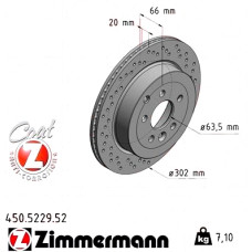 Спортивный задний тормозной диск с перфорацией 302x20 450522952 Otto Zimmermann Sport Z