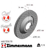 Передний левый тормозной диск 380x34 460155070 Otto Zimmermann Formula Z