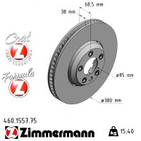 Передний левый тормозной диск 380x38 460155775 Otto Zimmermann Formula Z