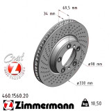 Передний левый тормозной диск 330x34 460156020 Otto Zimmermann CoatZ