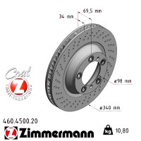 Передній правий гальмівний диск 340x34,0 460450120 Otto Zimmermann CoatZ