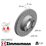 Спортивный задний правый тормозной диск с перфорацией 330x28 460450952 Otto Zimmermann Sport Z