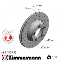 Спортивный задний правый тормозной диск с перфорацией 330x28 460450952 Otto Zimmermann Sport Z