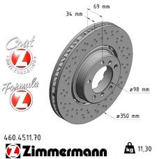 Передній правий гальмівний диск 350x34 460451170 Otto Zimmermann Formula Z