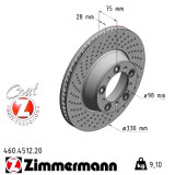 Задний левый тормозной диск 330x28 460451220 Otto Zimmermann CoatZ