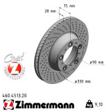 Задний правый тормозной диск 330x28 460451320 Otto Zimmermann CoatZ