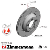 460.4518.20 Zimmermann Задний левый тормозной диск 365x28 на PORSCHE PANAMERA (971) с двигателем 2.9 4 E-Hybrid (97ABE1, 97BBE1)