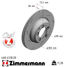 460.4518.20 Zimmermann Задний левый тормозной диск 365x28 на PORSCHE PANAMERA (971) с двигателем 2.9 4S (97ADB1, 97BDB1)