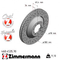 Передний правый тормозной диск 380x34 460453570 Otto Zimmermann Formula Z