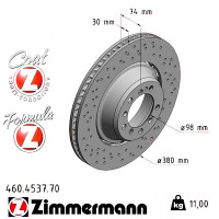 460.4537.70 Zimmermann Formula Z Задний правый тормозной диск 380x30 на PORSCHE 911 (991) с двигателем 3.8 Turbo S