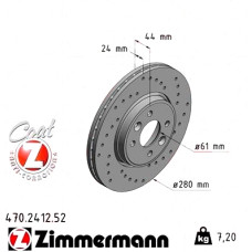 Спортивный передний тормозной диск с перфорацией 280x24 470241252 Otto Zimmermann Sport Z