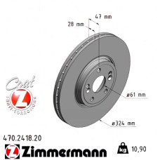 Передний тормозной диск 324x28 470241820 Otto Zimmermann CoatZ