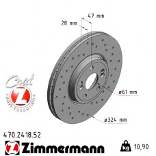 Спортивный передний тормозной диск с перфорацией 324x28 470241852 Otto Zimmermann Sport Z