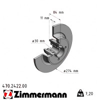 470.2422.00 Zimmermann Задний тормозной диск 274x11 на RENAULT GRAND SCÉNIC II (JM0/1_) с двигателем 1.5 dCi (JM1E)