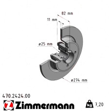 470.2424.00 Zimmermann Задний тормозной диск 273,5x11 на RENAULT SCÉNIC I ВЭН (JA0/1_, FA0_) с двигателем 1.6 (JA00, JA16, JA15, JA19, JA1V, JA2B, JA2C, JA0B)