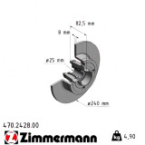 Задний тормозной диск 240x8 470242800 Otto Zimmermann CoatZ