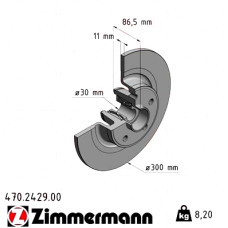 470.2429.00 Zimmermann Задний тормозной диск 300x11 на RENAULT ESPACE IV (JK0/1_) с двигателем 2.0 (JK0A, JK1D, JK0N)