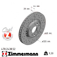 Спортивный передний тормозной диск с перфорацией 320x28 470243852 Otto Zimmermann Sport Z