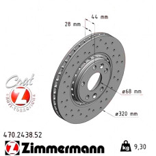 Спортивный передний тормозной диск с перфорацией 320x28 470243852 Otto Zimmermann Sport Z