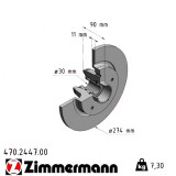 Задний тормозной диск 274x11 470244700 Otto Zimmermann CoatZ