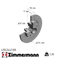 470.2447.00 Zimmermann Задний тормозной диск 274x11 на RENAULT KANGOO BE BOP (KW0/1_) с двигателем 1.6 (KW0D)