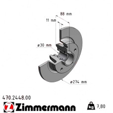 470.2448.00 Zimmermann Задний тормозной диск 274x11 на RENAULT SCÉNIC III (JZ0/1_) с двигателем 2.0 dCi (JZ0L)