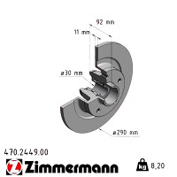 470.2449.00 Zimmermann Задний тормозной диск 290x11 на RENAULT SCÉNIC III (JZ0/1_) с двигателем 2.0 dCi (JZ0Y, JZ26)