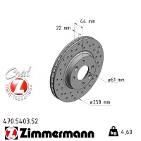Спортивный передний тормозной диск с перфорацией 258x22 470540352 Otto Zimmermann Sport Z