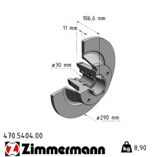 470.5404.00 Zimmermann Задний тормозной диск 290x11 на RENAULT MEGANE III Купе (DZ0/1_) с двигателем 2.0 R.S.