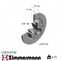 470.5407.00 Zimmermann Задний тормозной диск 290x11 на RENAULT ESPACE V (JR_) с двигателем 1.6 dCi 160