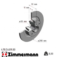 470.5409.00 Zimmermann Задний тормозной диск 290x11 на RENAULT GRAND SCÉNIC IV (R9_) с двигателем 1.6 dCi 130