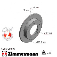 Передний тормозной диск 289,5x10 540248920 Otto Zimmermann CoatZ