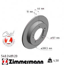 Передний тормозной диск 289,5x10 540248920 Otto Zimmermann CoatZ