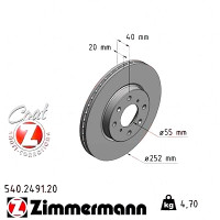 Передний тормозной диск 252x20 540249120 Otto Zimmermann CoatZ