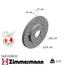 Спортивный передний тормозной диск с перфорацией 276x20 540249652 Otto Zimmermann Sport Z