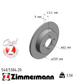 Задній гальмівний диск 259x9 540530420 Otto Zimmermann CoatZ