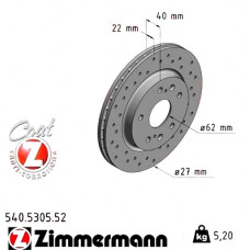 Спортивный передний тормозной диск с перфорацией 272x22 540530552 Otto Zimmermann Sport Z