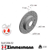 Спортивний задній гальмівний диск з перфорацією 259x9 540530652 Otto Zimmermann Sport Z