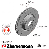 Спортивный передний тормозной диск с перфорацией 355x32 550560152 Otto Zimmermann Sport Z