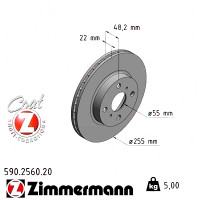 Передний тормозной диск 255x22 590256020 Otto Zimmermann CoatZ