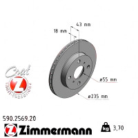 Передний тормозной диск 235x18 590256920 Otto Zimmermann CoatZ