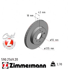 Передний тормозной диск 235x18 590256920 Otto Zimmermann CoatZ