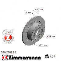 590.2582.20 Zimmermann Задний тормозной диск 271x10 на TOYOTA AVENSIS Kombi (_T22_) с двигателем 2.0 D-4D (CDT220_)