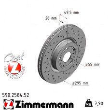 Спортивный передний тормозной диск с перфорацией 295x26 590258452 Otto Zimmermann Sport Z