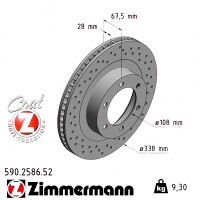 590.2586.52 Zimmermann Sport Z Спортивный передний тормозной диск с перфорацией 338x28 на TOYOTA LAND CRUISER PRADO (_J12_) с двигателем 3.0 D-4D (KDJ120, KDJ125)