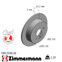 590.2590.20 Zimmermann Задний тормозной диск 303x9,0 на TOYOTA RAV 4 II (_A2_) с двигателем 1.8 (ZCA25_, ZCA26_)