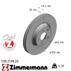 Передний тормозной диск 320x26 590259820 Otto Zimmermann CoatZ
