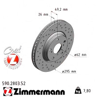 Спортивный передний тормозной диск с перфорацией 295x26 590280352 Otto Zimmermann Sport Z