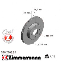 Передний тормозной диск 255x20 590280520 Otto Zimmermann CoatZ