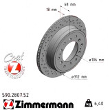 Спортивный задний тормозной диск с перфорацией 312x18 590280752 Otto Zimmermann Sport Z